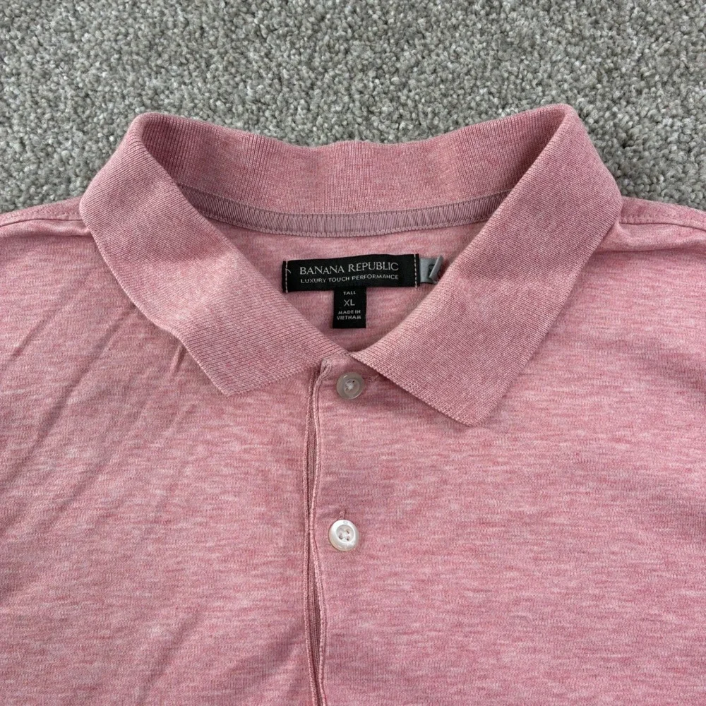Banana Republic Luxury Touch Performance Polo Shirt Mens XLT Pink Heather Golf‎